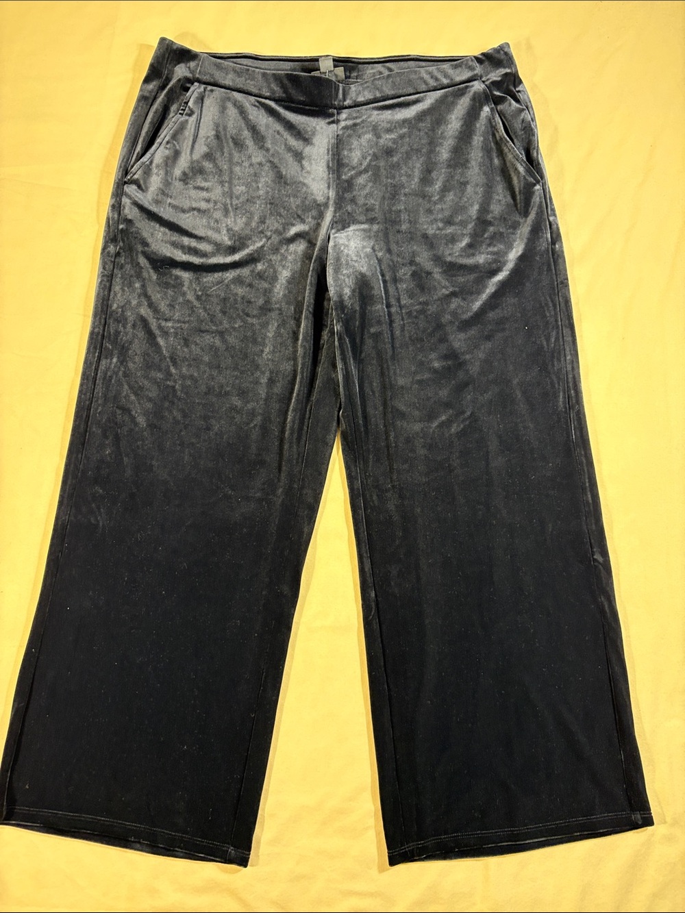 J.Jill Wearever Black Velour Wide Leg Pants Elastic Waist XL Petite Trousers NWT